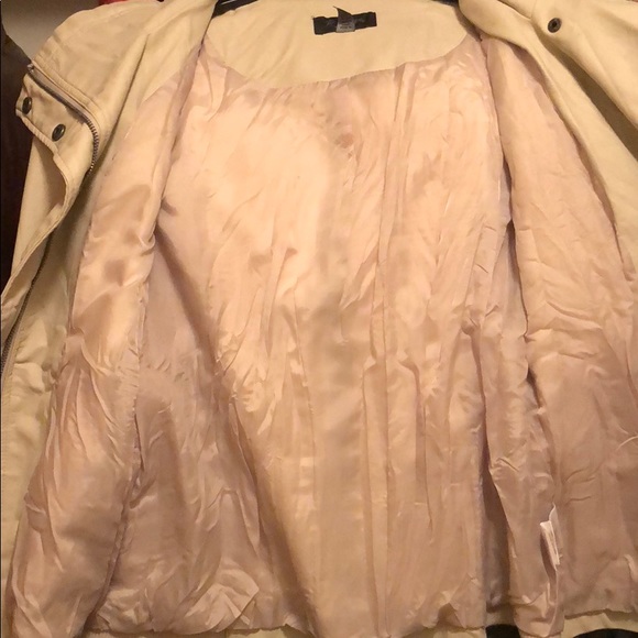 Cream faux leather moto jacket. - Picture 3 of 3